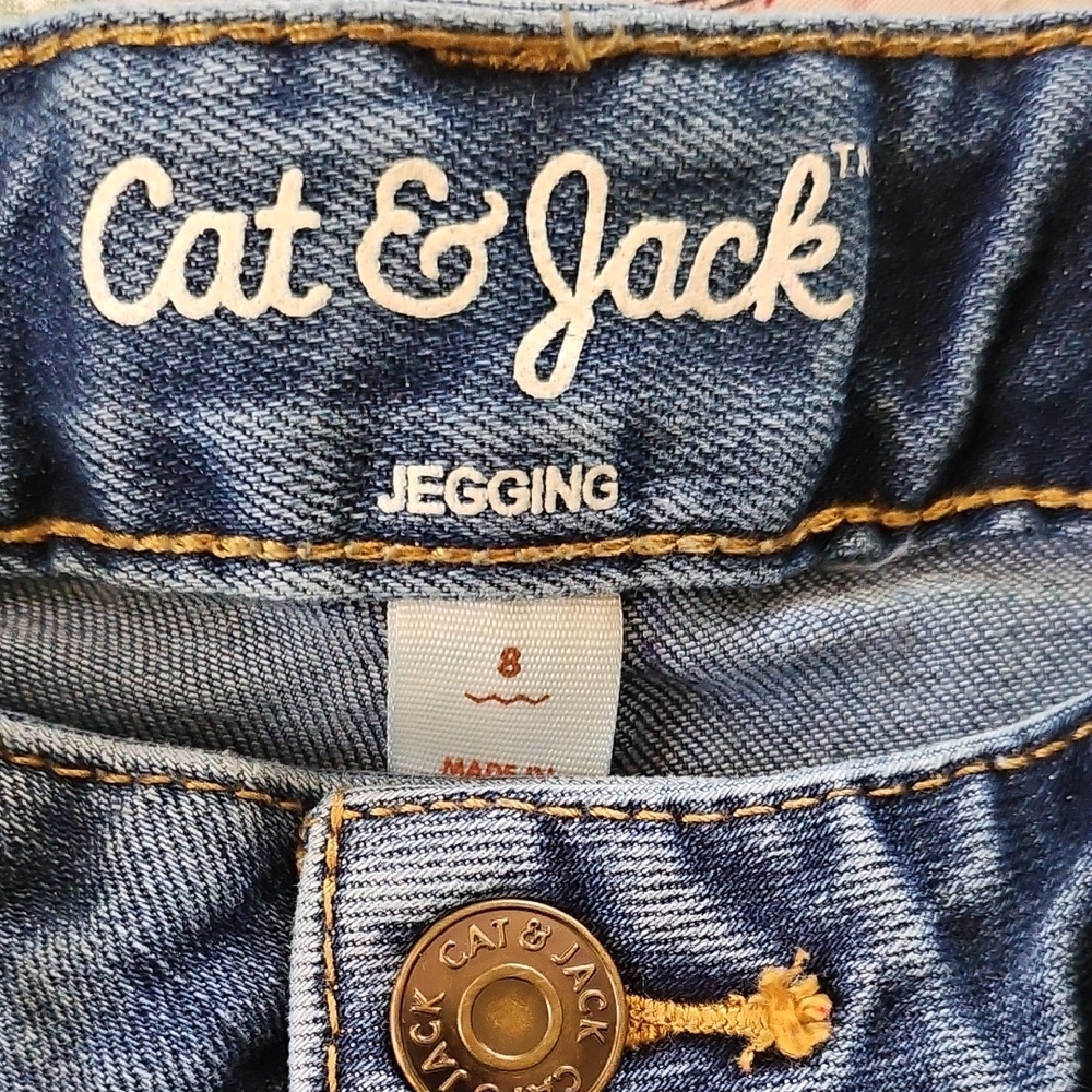 Cat & Jack Girls Patchword Designed Jeggings- Size 8 - Picture 7 of 8